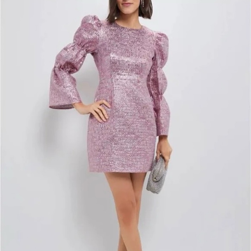 Elegant Pink Puff Sleeve Dress